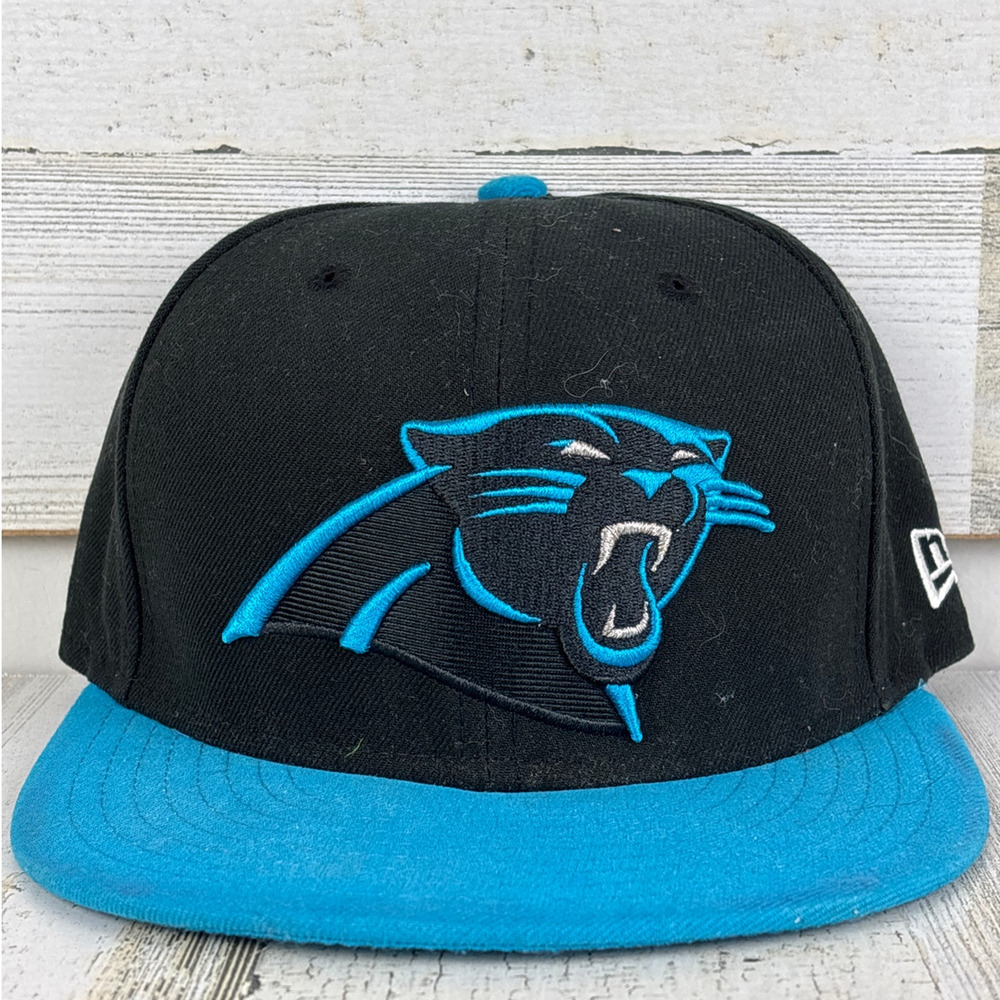 New Era 59Fifty Black Carolina Panthers NFL Fitted Hat 7 1/8 Football Cap NEW